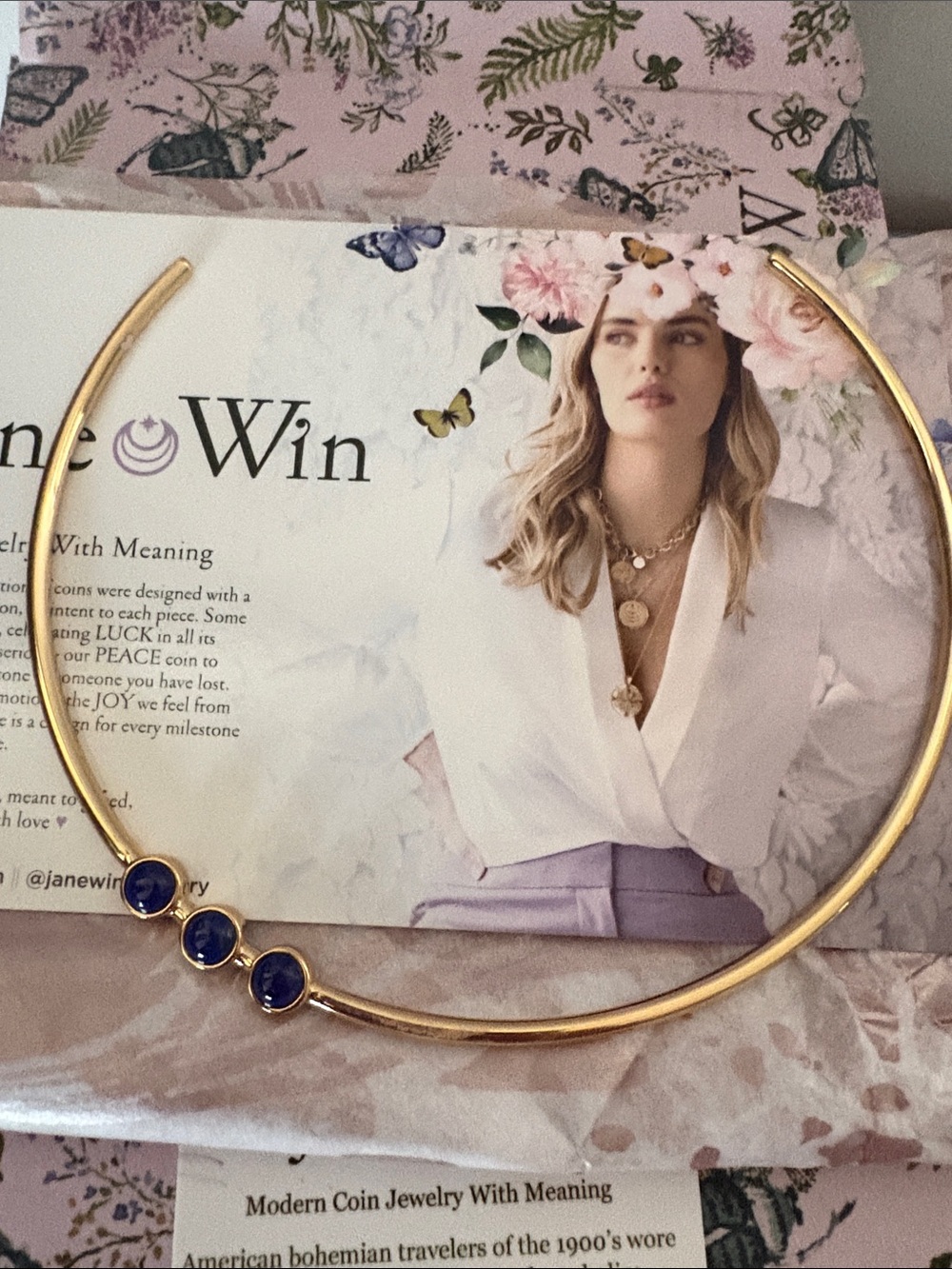 Brand new Jane Win Embellished Neck Cuff Lapis